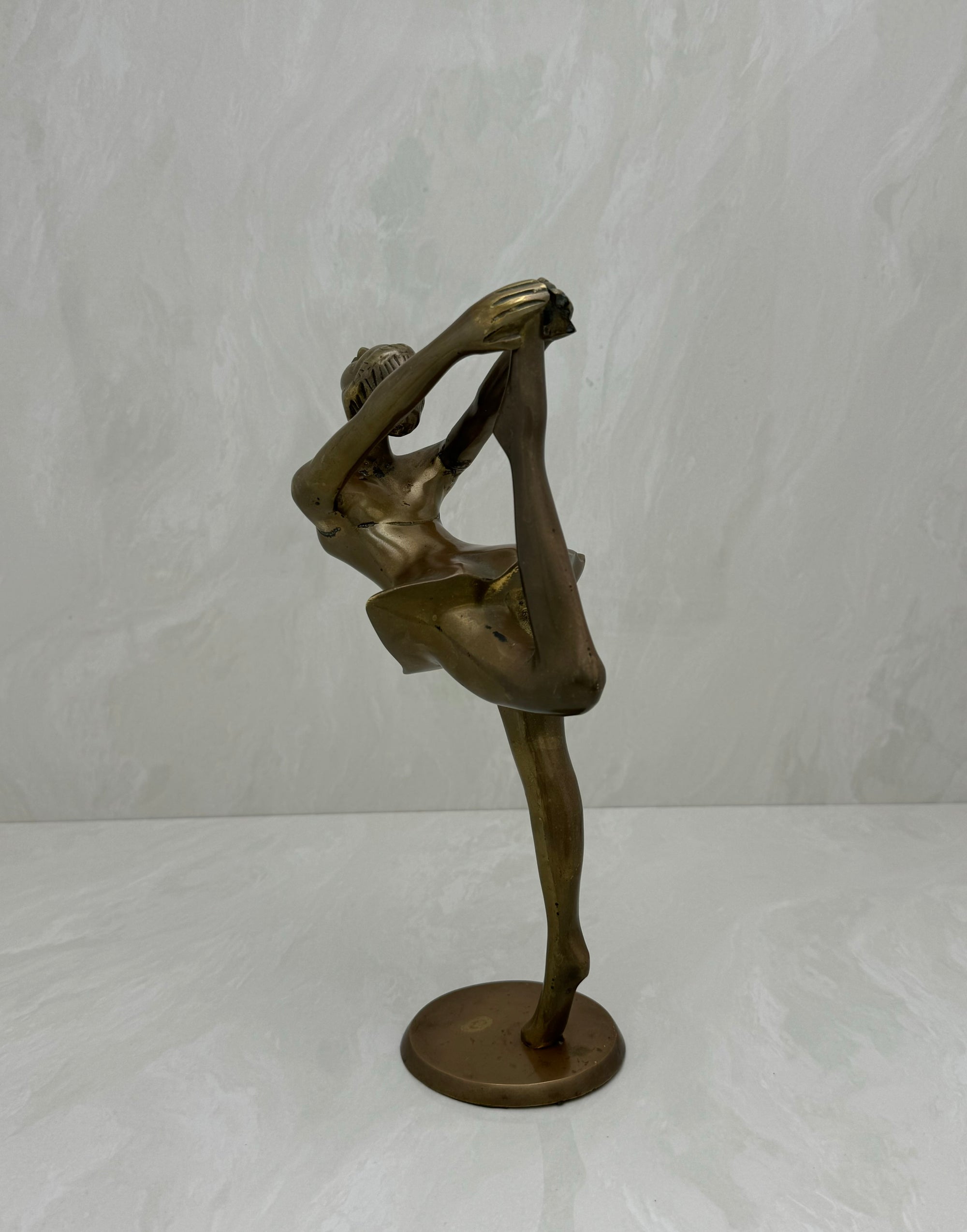 Vintage Brass Ballerina Statue – 12” Tall Mid-Century Ballet Dancer Figurine