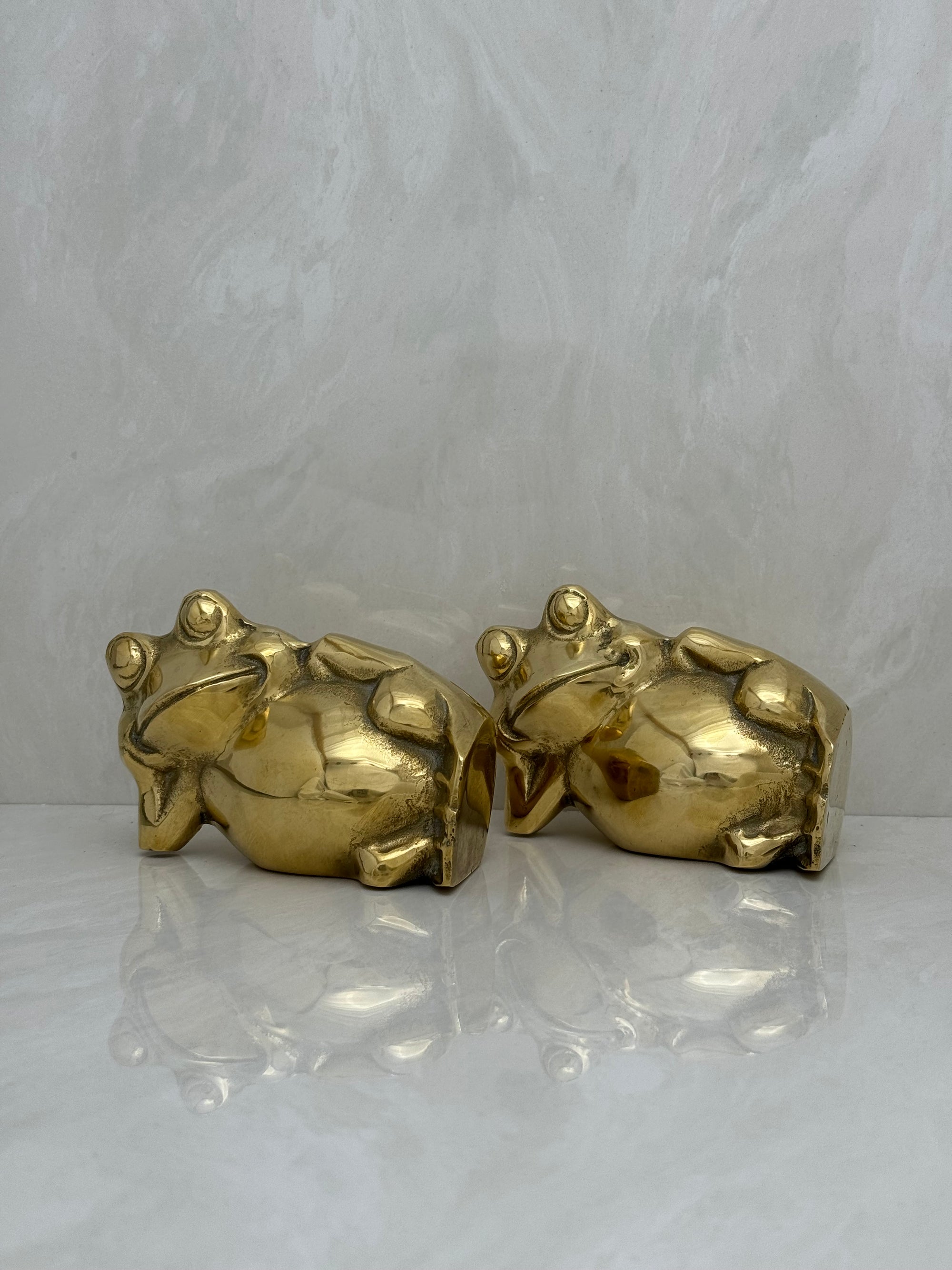 Vintage Brass Relaxing Frogs- A Pair