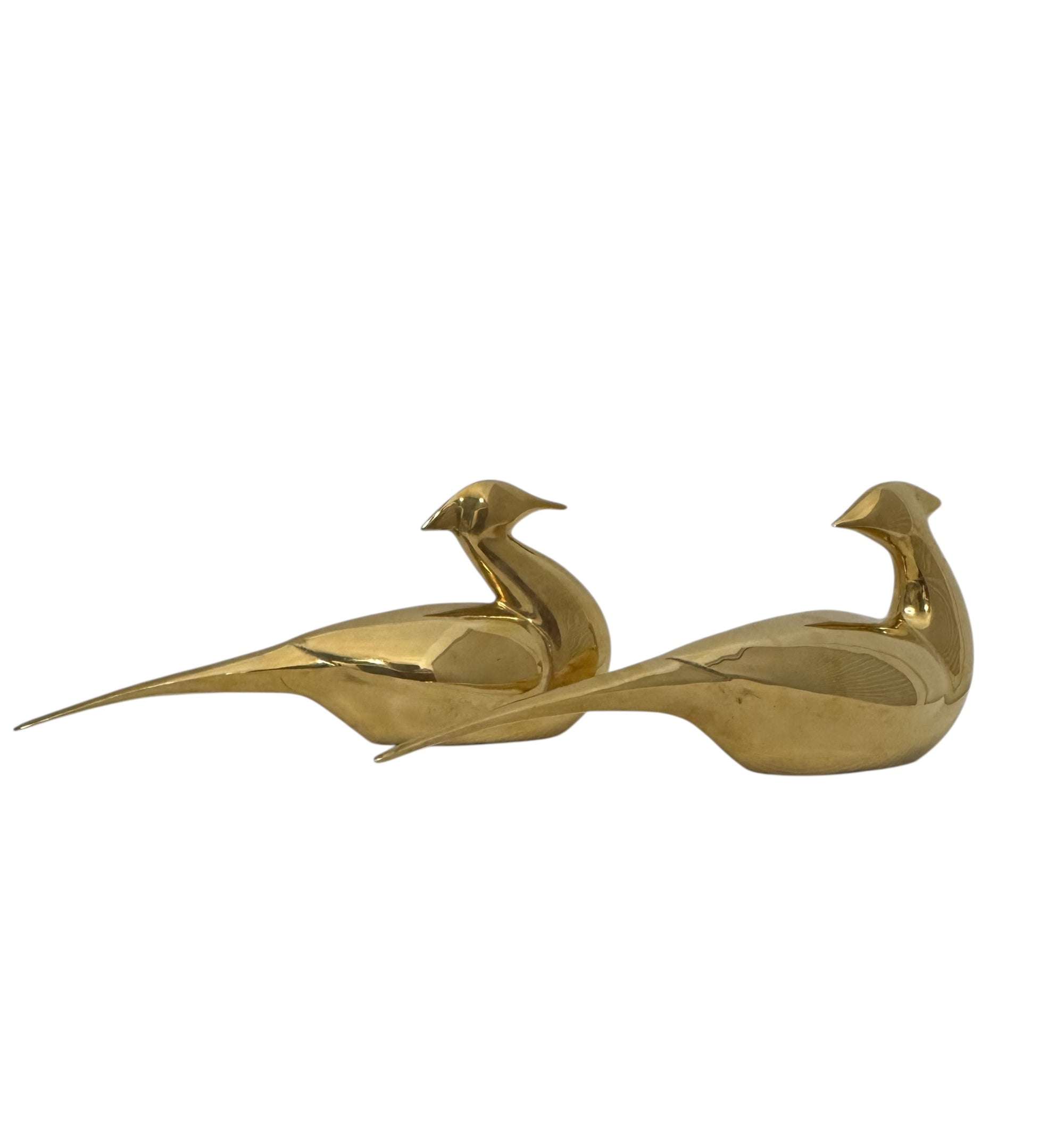 Vintage Brass Oversized Pheasant Pair – Mid-Century Figurines