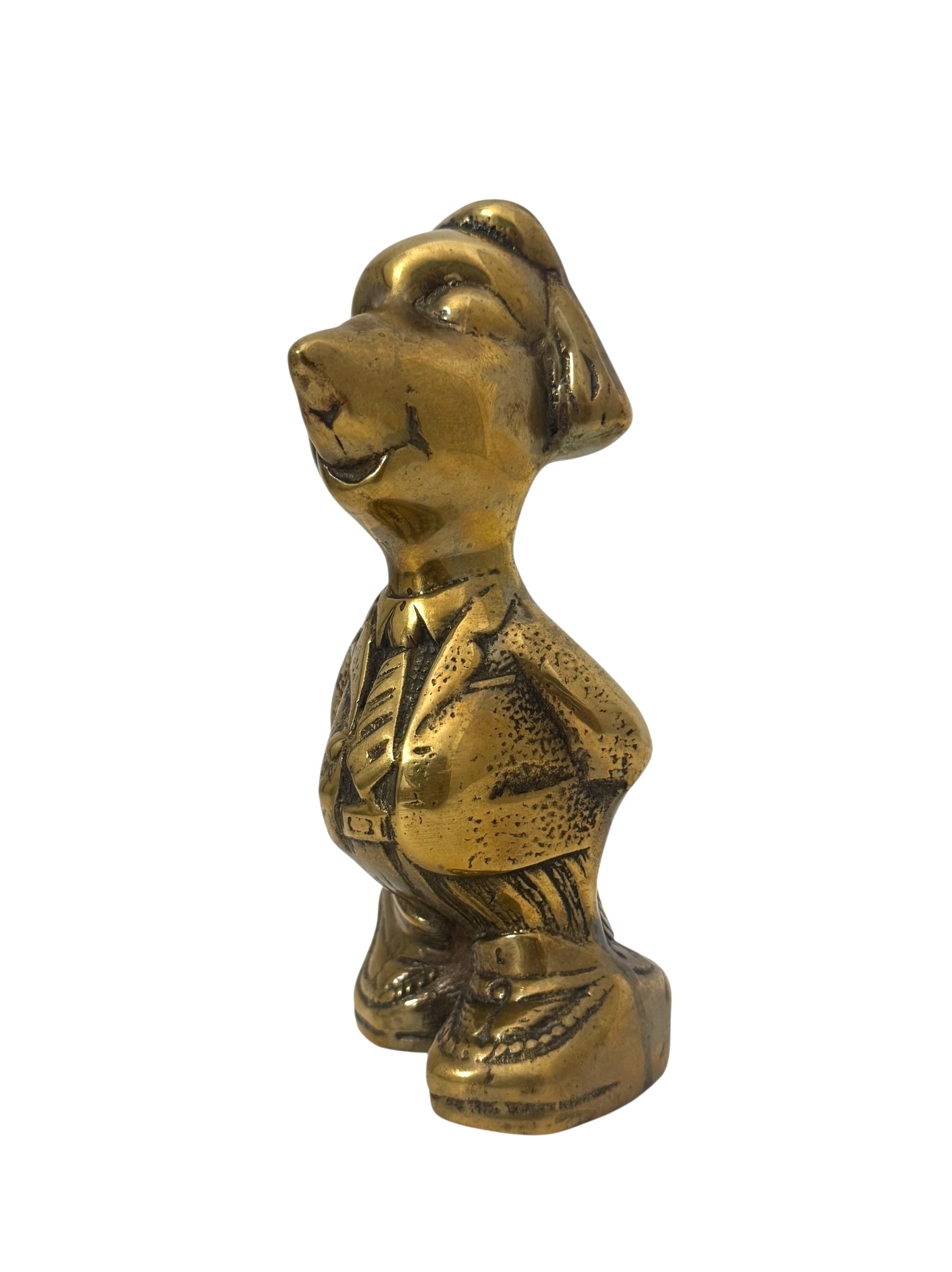 Vintage Brass Dog Figurine – Dapper Canine Gentleman Sculpture