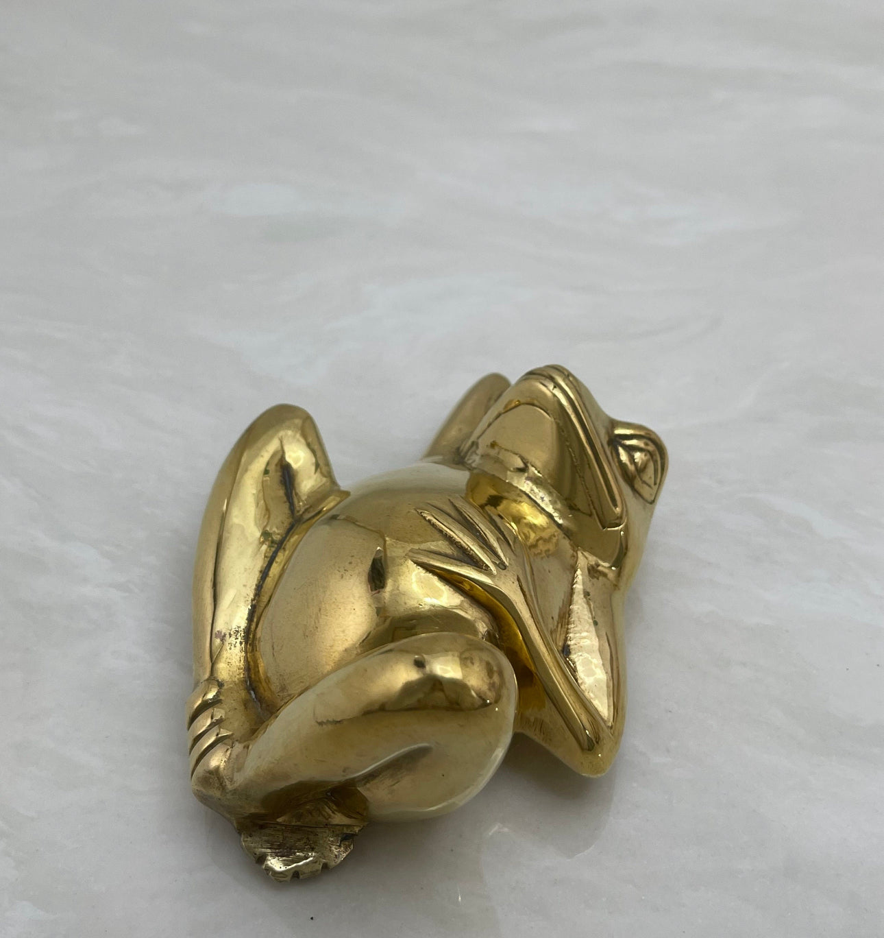 Vintage Brass Frog Relaxing On Back