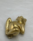 Vintage Brass Frog Relaxing On Back