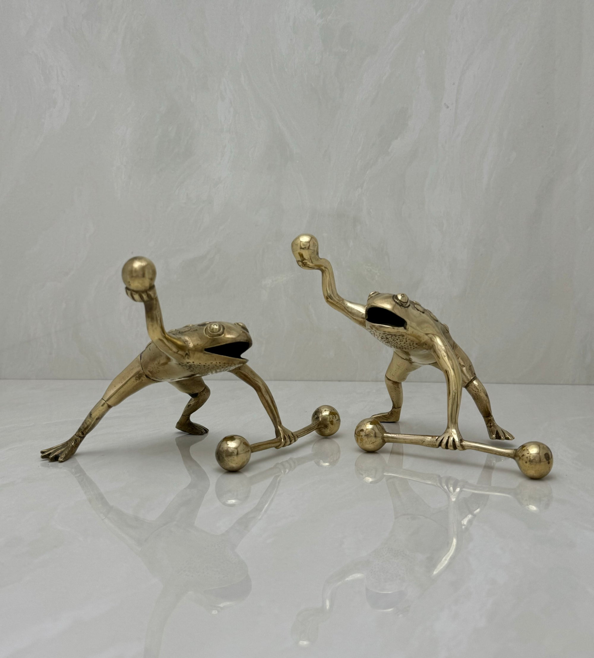 Vintage Brass Workout Frogs-A Pair