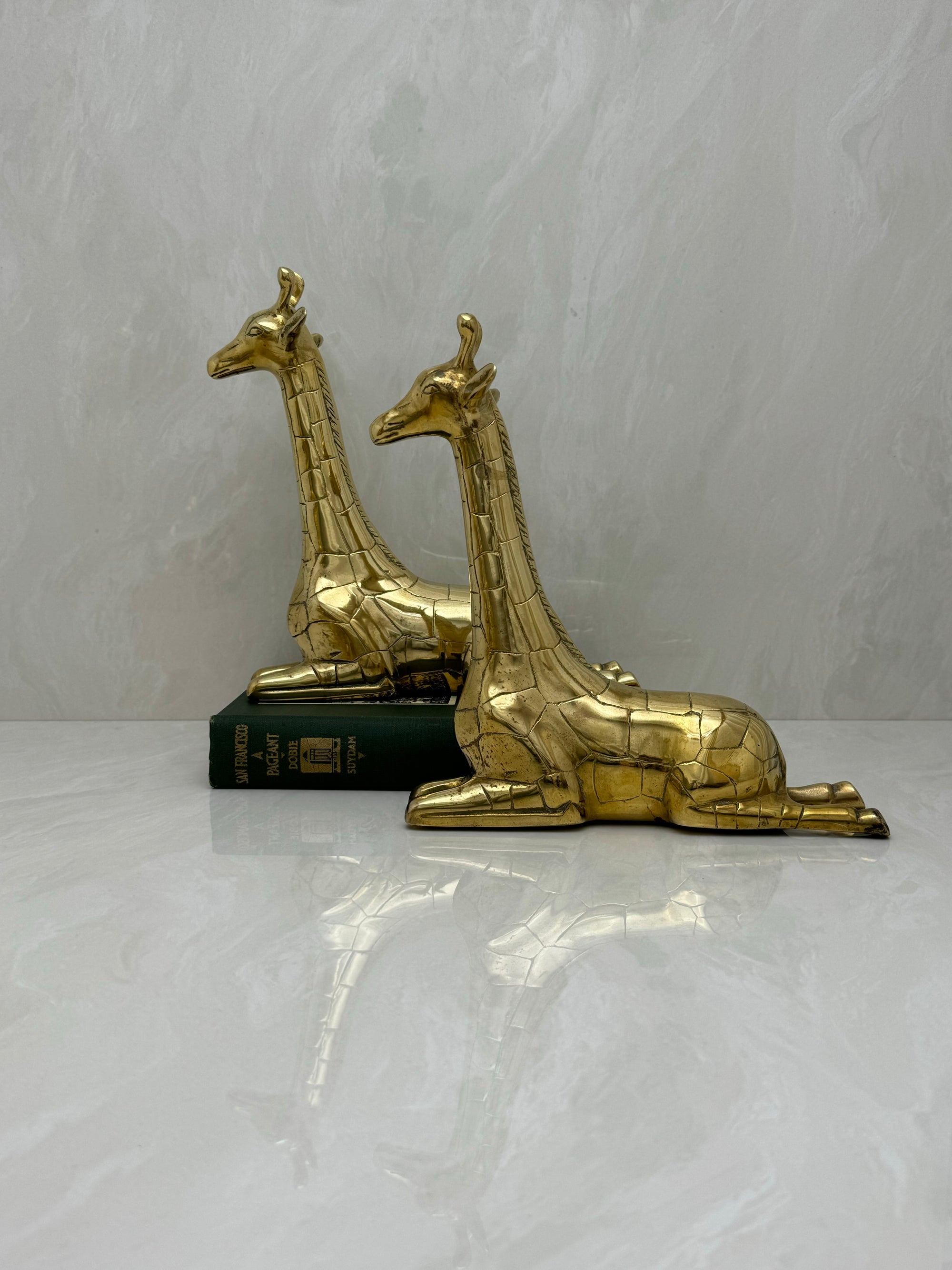 Vintage Brass Sitting Giraffes-A Pair