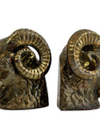 Vintage Brass Ram Head Bookends