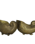Vintage Brass Nautilus Shell Vessels / Wine Holders / Cachepots