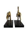 Vintage Brass Horse Sculptures on Marble Base (Pair)