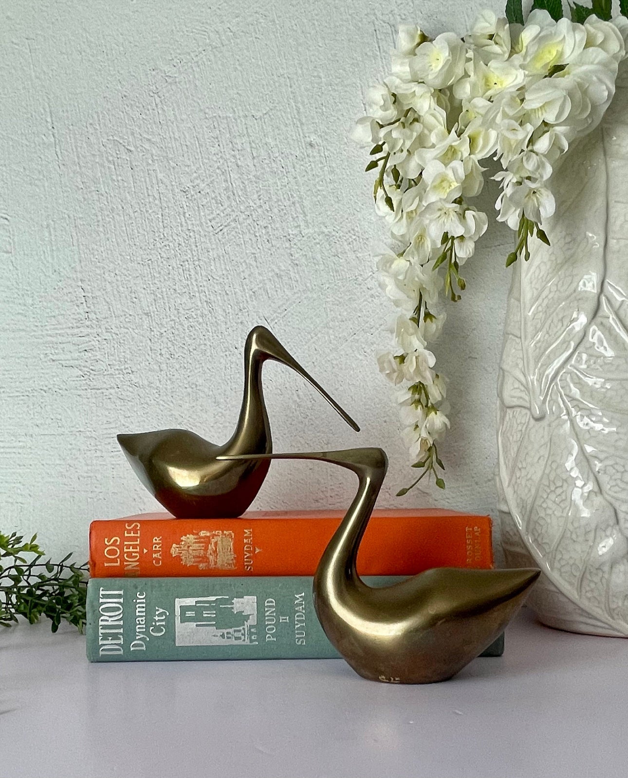 Vintage Brass MCM Sleek Beak Ducks- A Pair