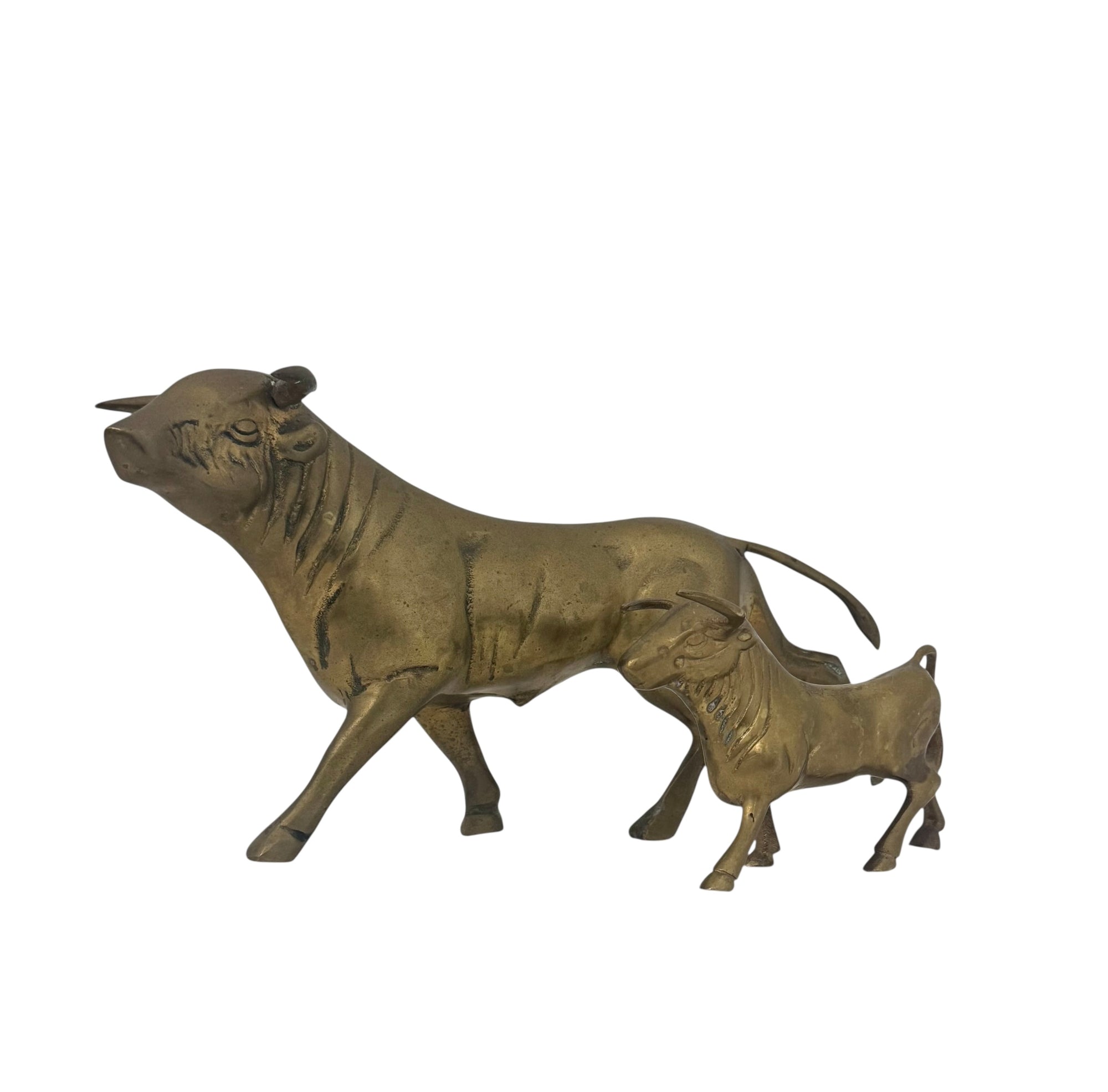 Vintage Brass Bull Figurines – Pair of Mid-Century Modern Bulls