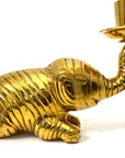 Vintage Brass Elephant Candle Holders | Lucky Trunk Pair
