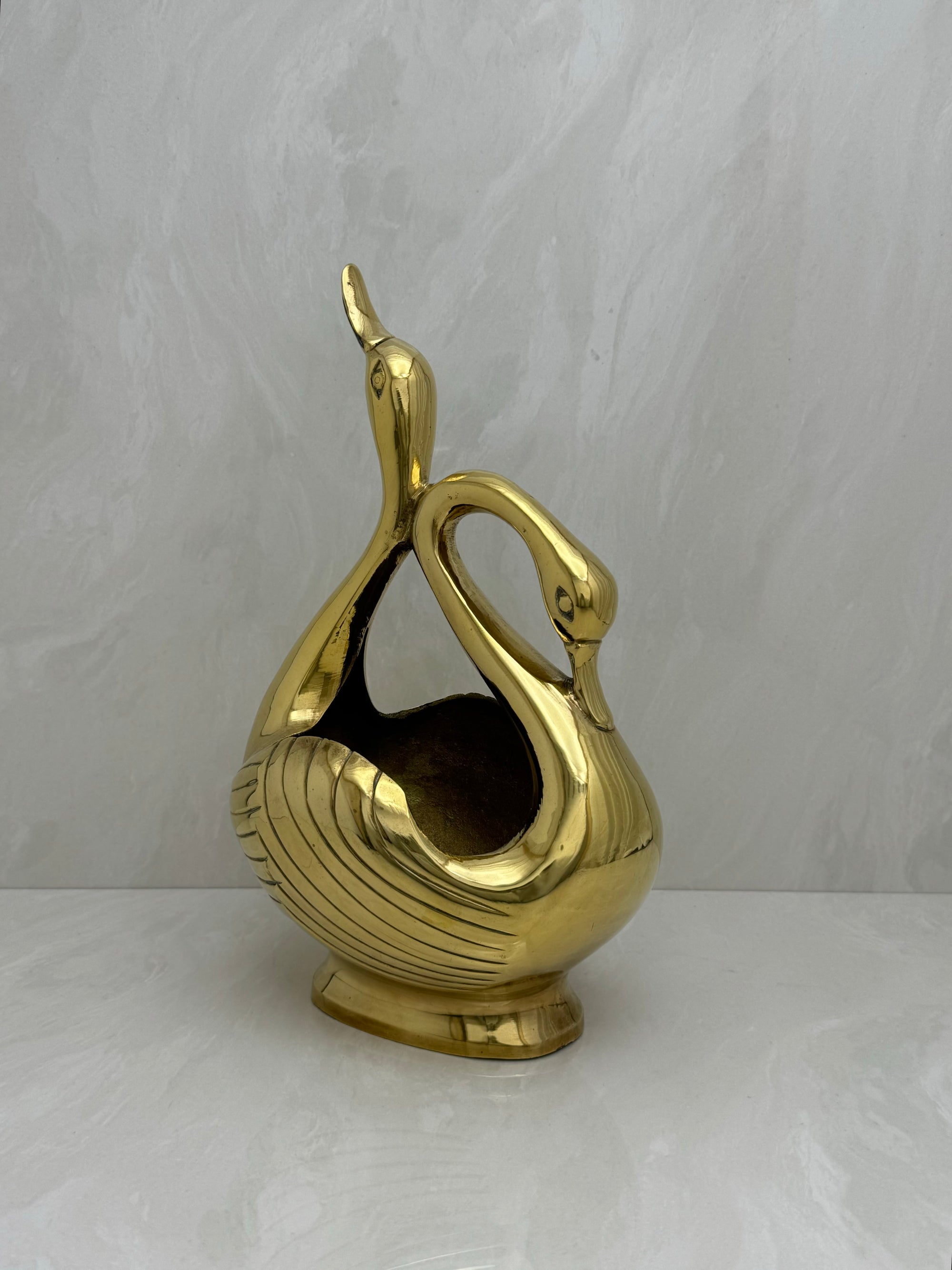 Vintage Brass Swan Planter