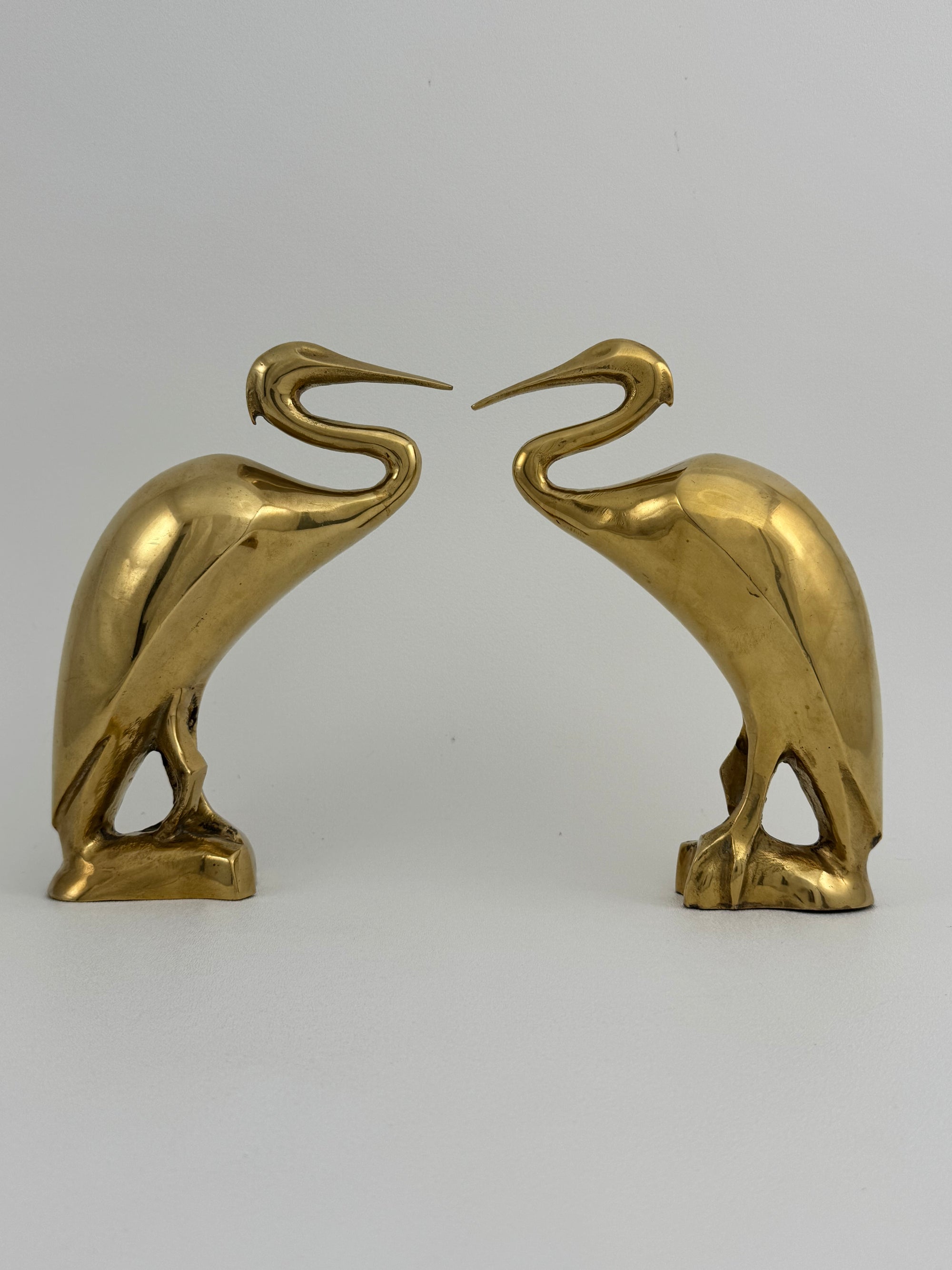 Vintage Brass Heron Birds-A Pair