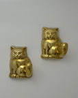 Vintage Brass Cat Wall Hook-A Pair