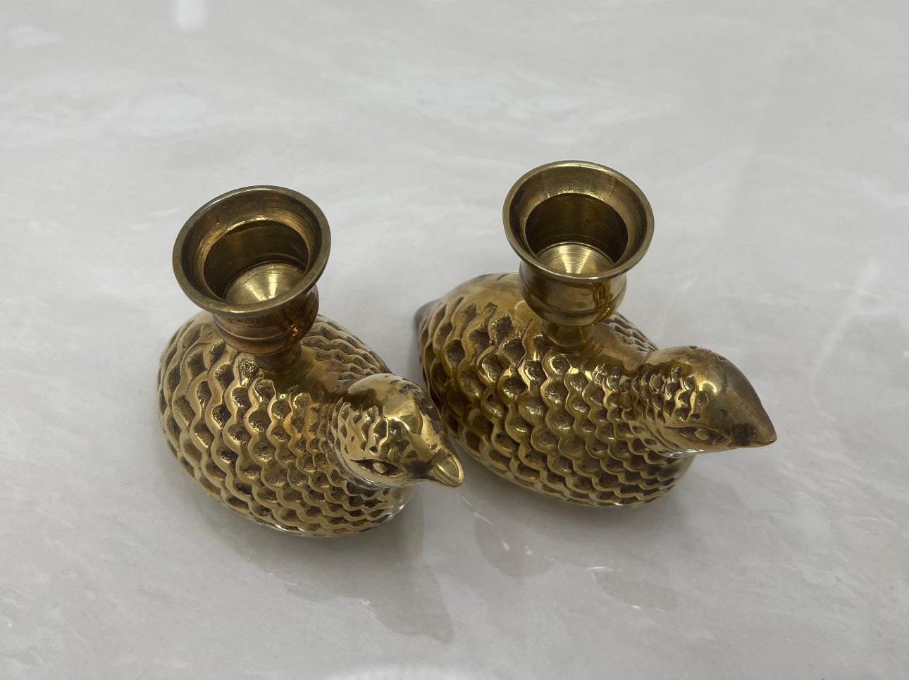 Vintage Brass Pheasant Candlestick Holders-A Pair