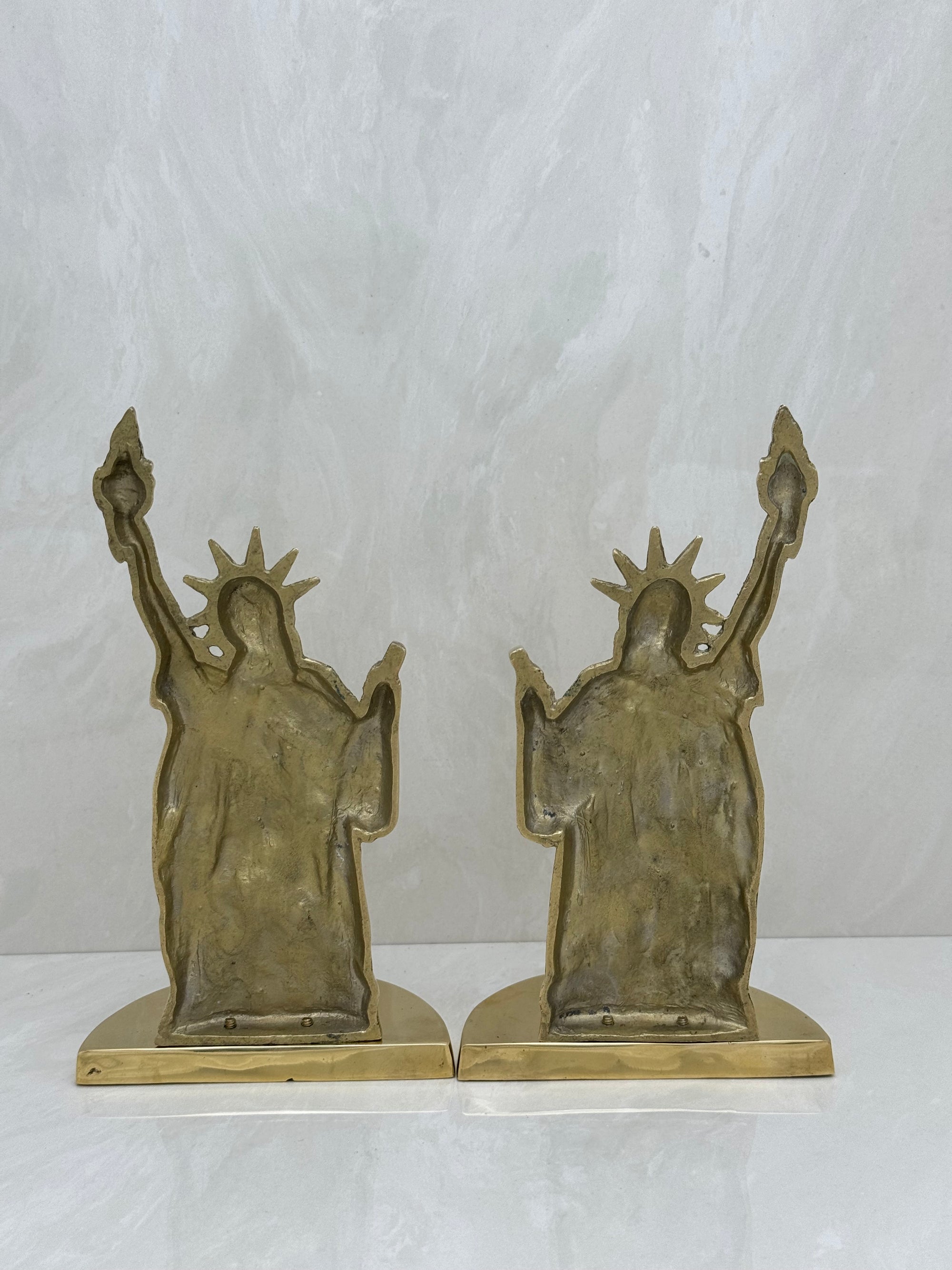 Vintage Brass Statue of Liberty Bookends- A Pair