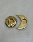 Vintage Brass Sun and Moon Candleholder-A Pair