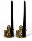 Vintage Brass Teddy Bear Candleholders-A Pair