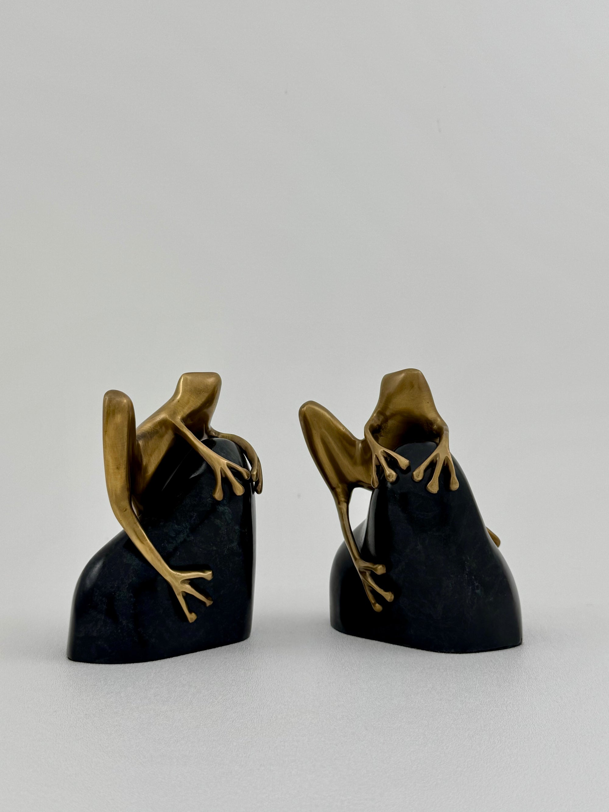 Vintage Bombay Frog on Rock Bookends-A Pair