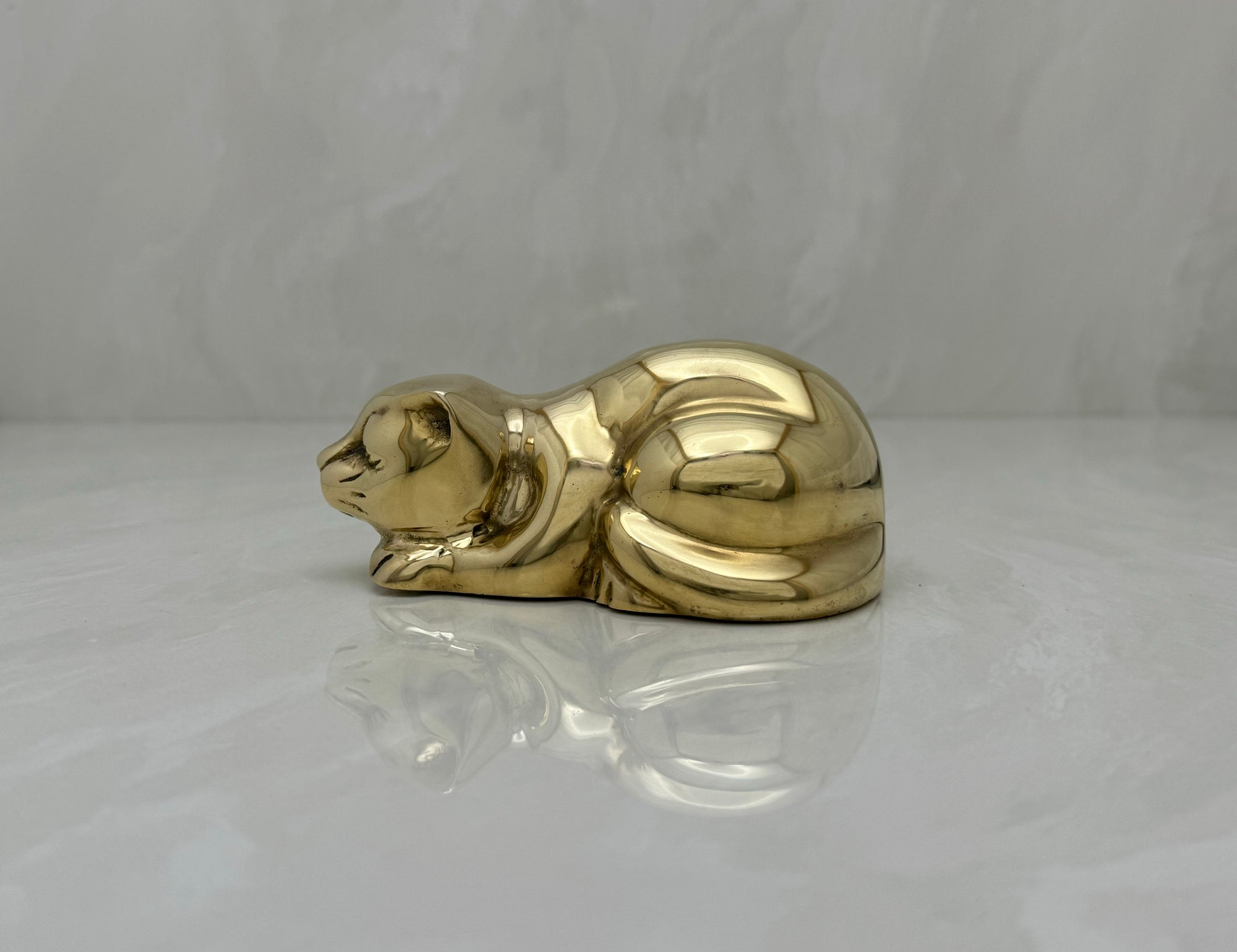 Sweet Vintage Brass Sleeping Cat