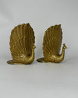 Vintage Brass Peacock Bookends – Regal Fan Tail Pair