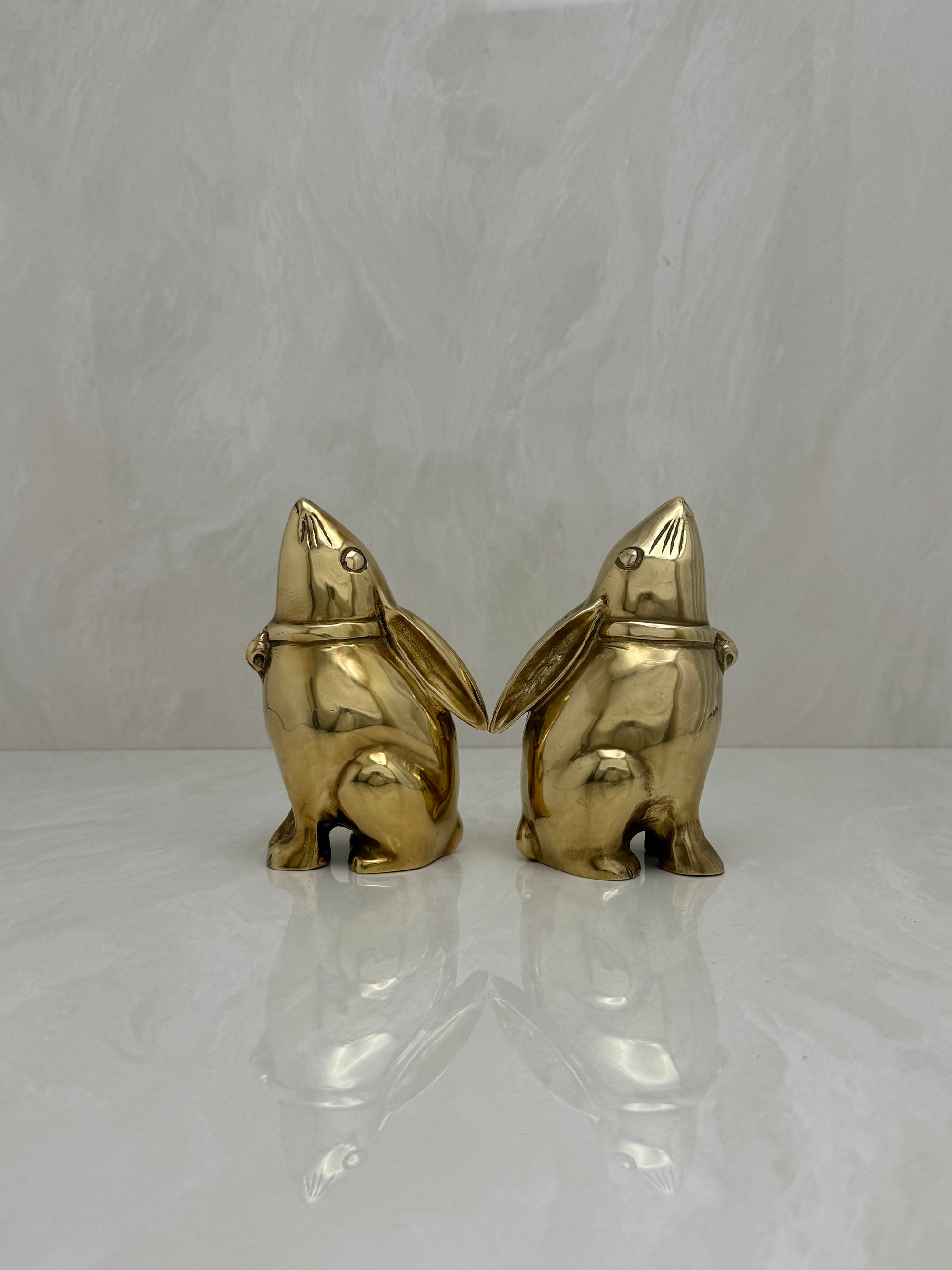 Vintage Brass Moon Gazing Bunnies-A Pair