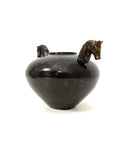 Vintage Bronze Horse Head Vessel | Dual Horse Sculpture Vase