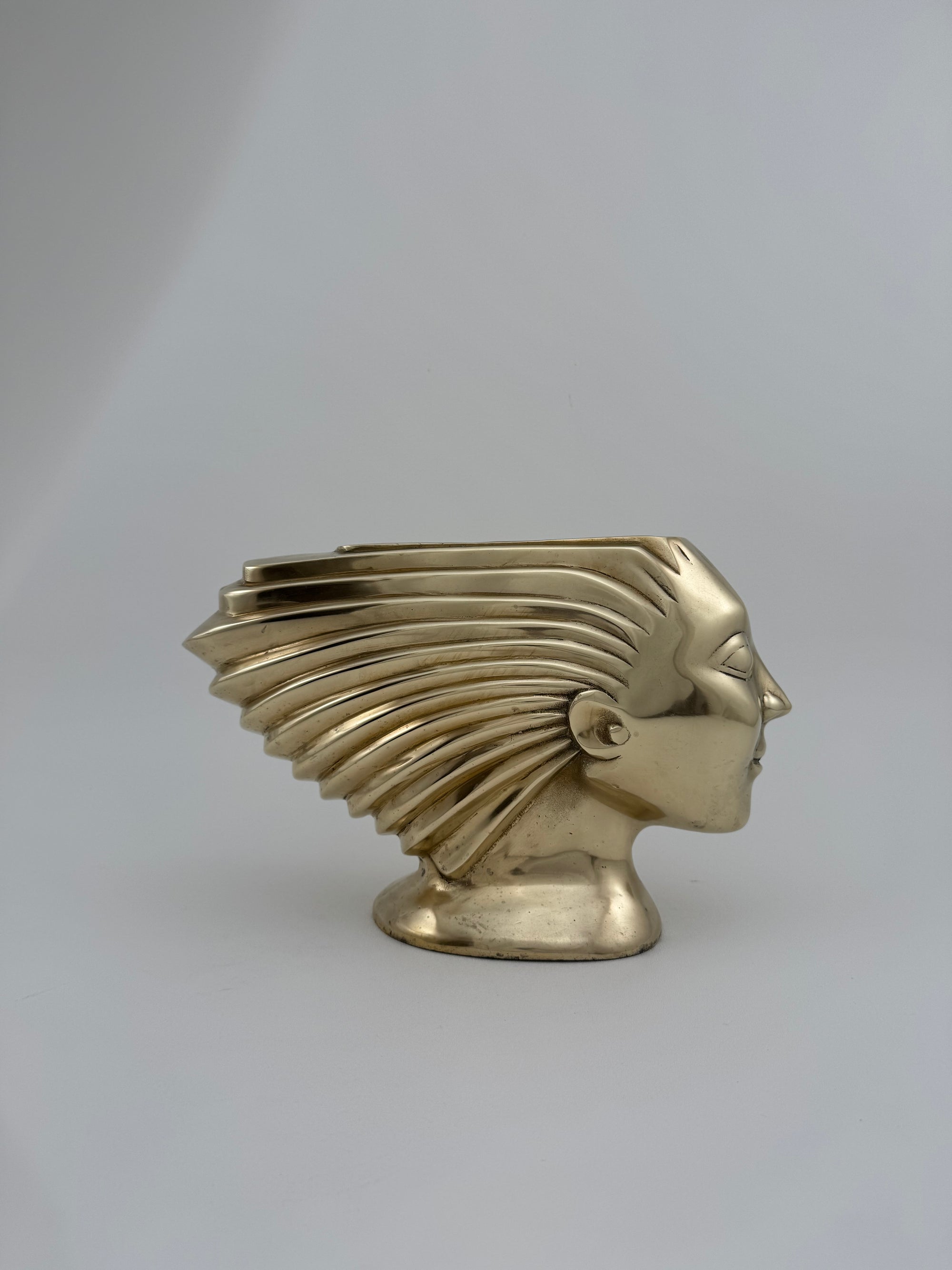 Rare Vintage Dolbi Cashier Brass Woman Head Sculpture – Flowing Hair Bust, 10 lbs