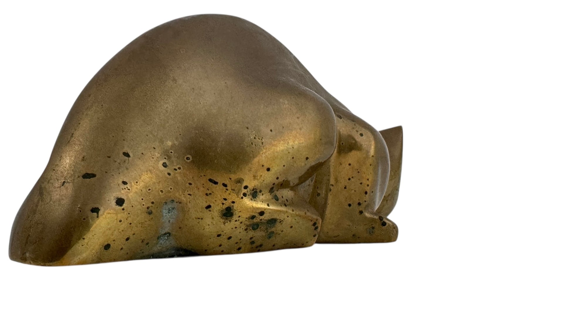 Vintage Brass Reclining Cat Figurine