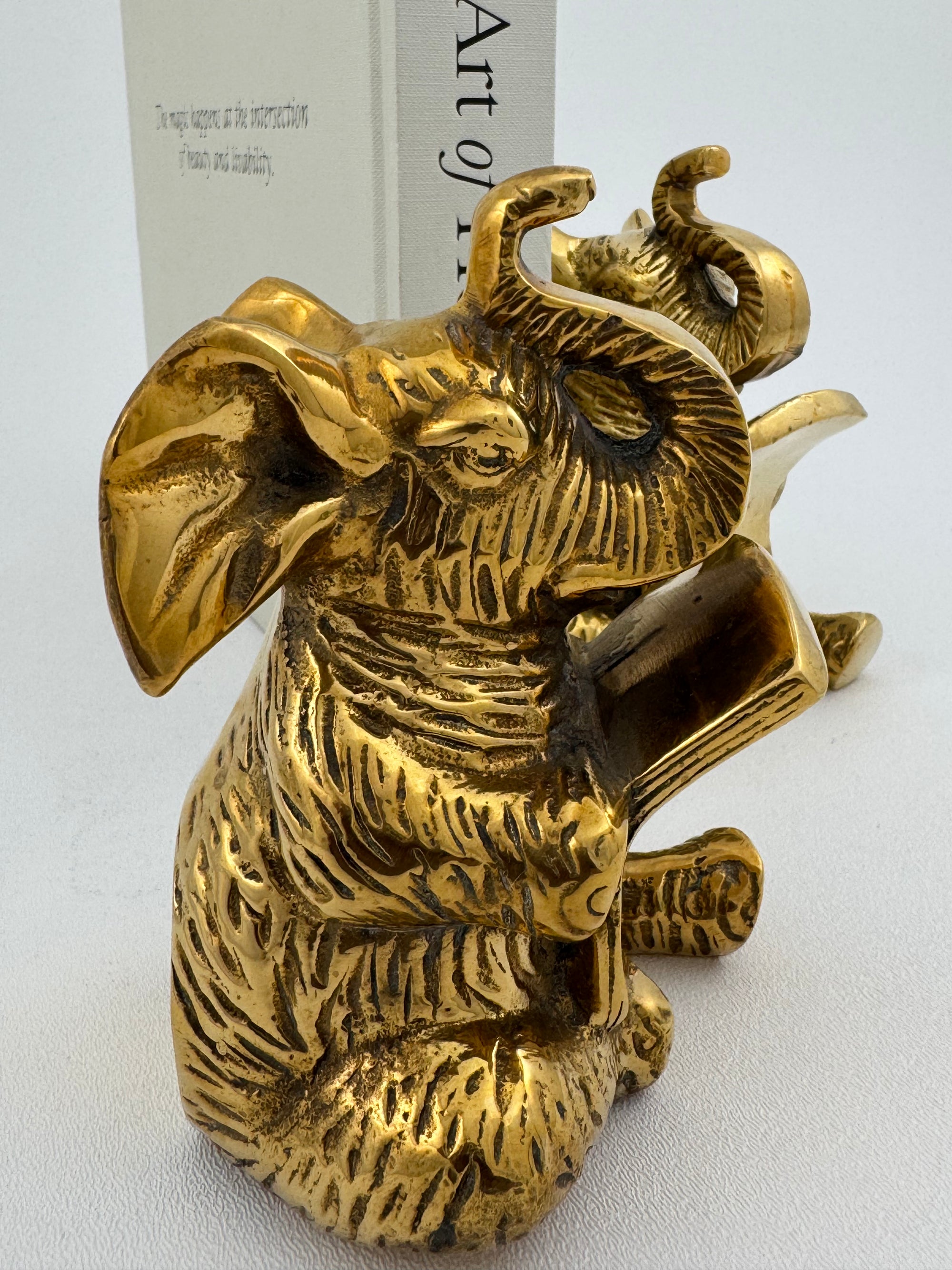 Vintage Brass Elephants Bookends-A Pair