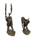Vintage Mid-Century Brass Running Deer Sculptures – Pair