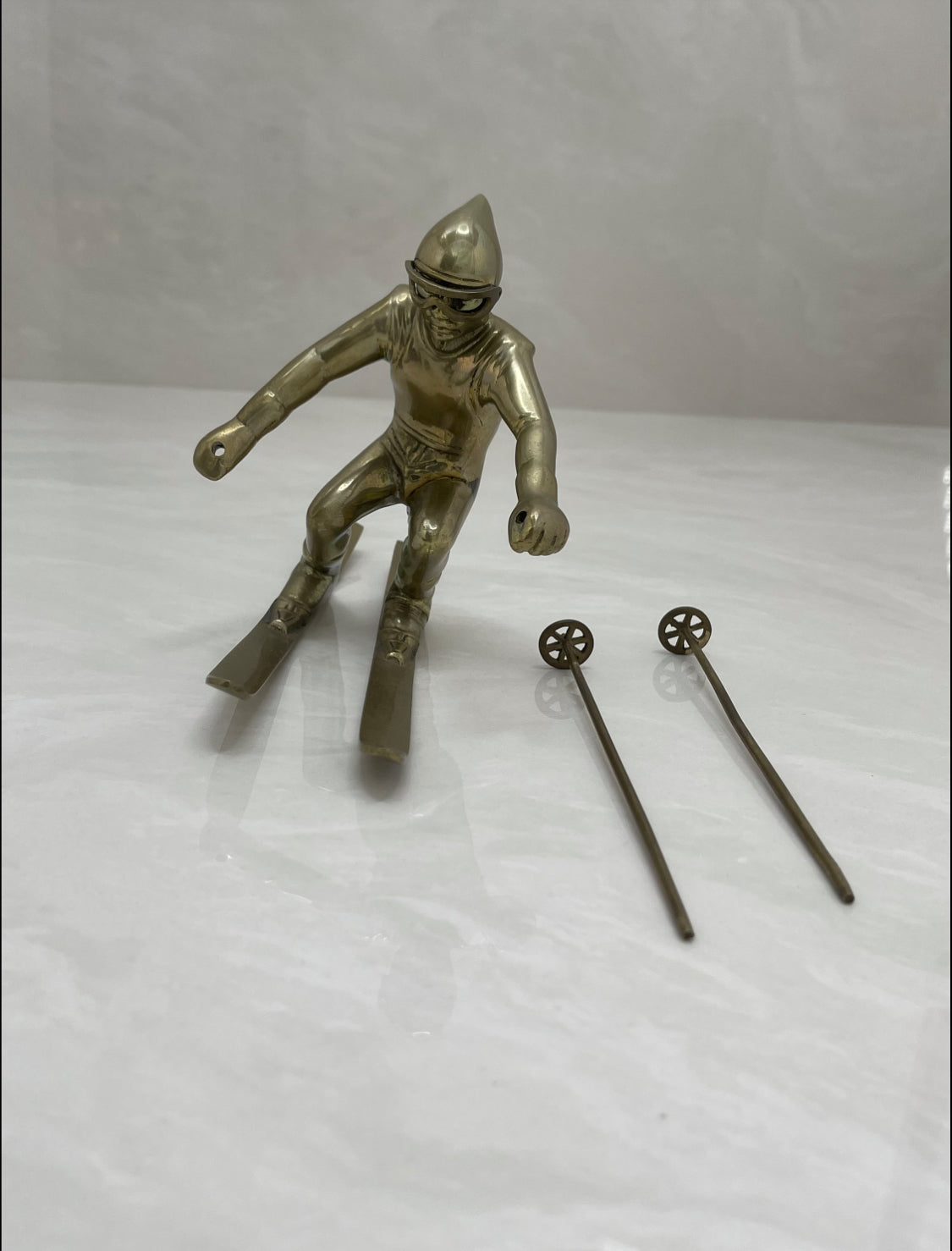 Vintage Brass Skier Figurine