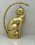 Vintage Brass Stylized Long Tailed Cat-MCM By Dolbi Cashier