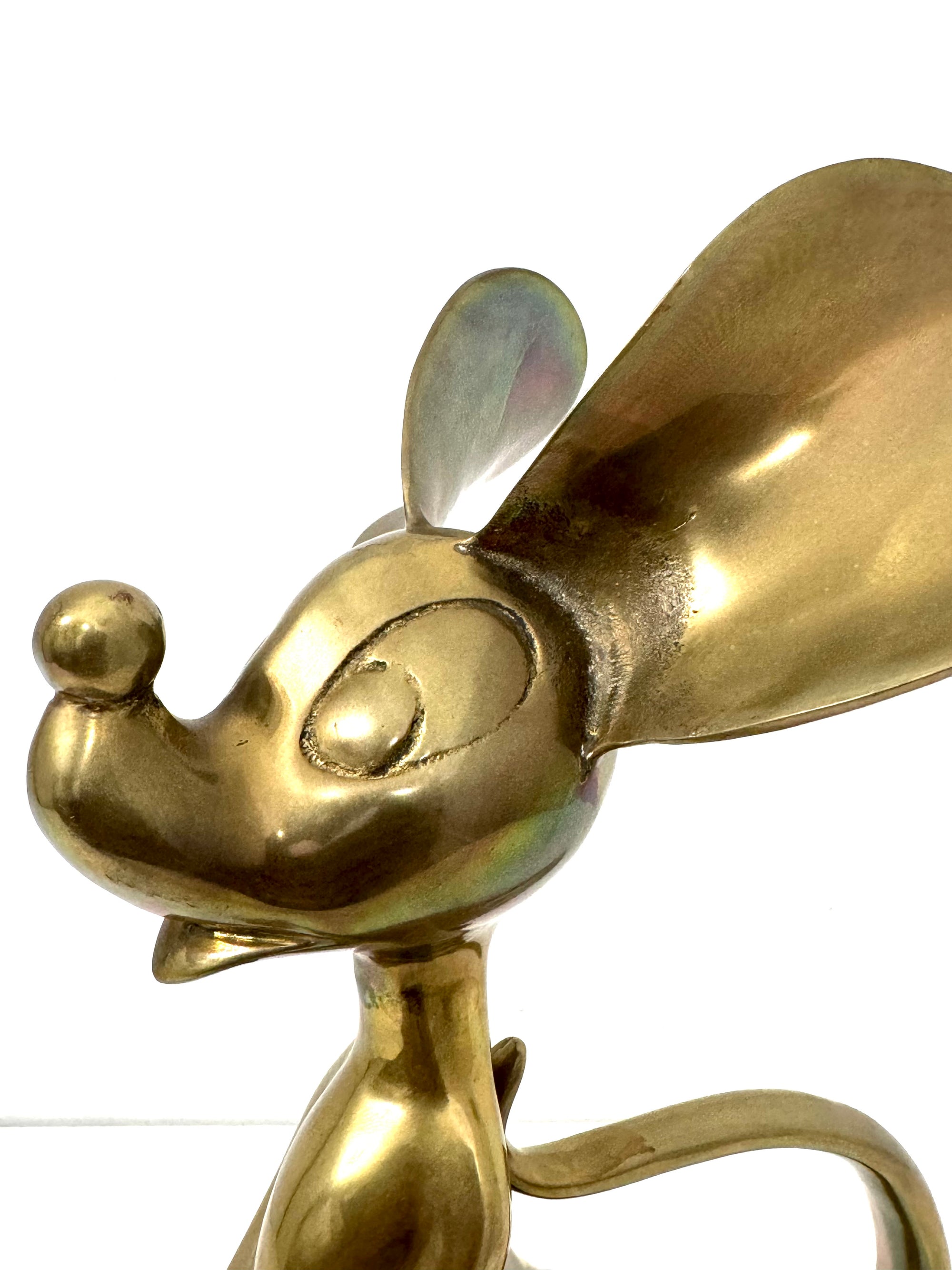 Grand Vintage Mid-Century Modern Brass Mouse Sculpture — Oversized Whimsical Art Accent