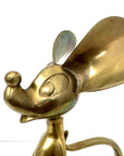 Grand Vintage Mid-Century Modern Brass Mouse Sculpture — Oversized Whimsical Art Accent