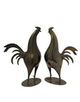 Vintage Mid-Century Modern Brass Rooster Sculptures – Pair, Made in Hong Kong