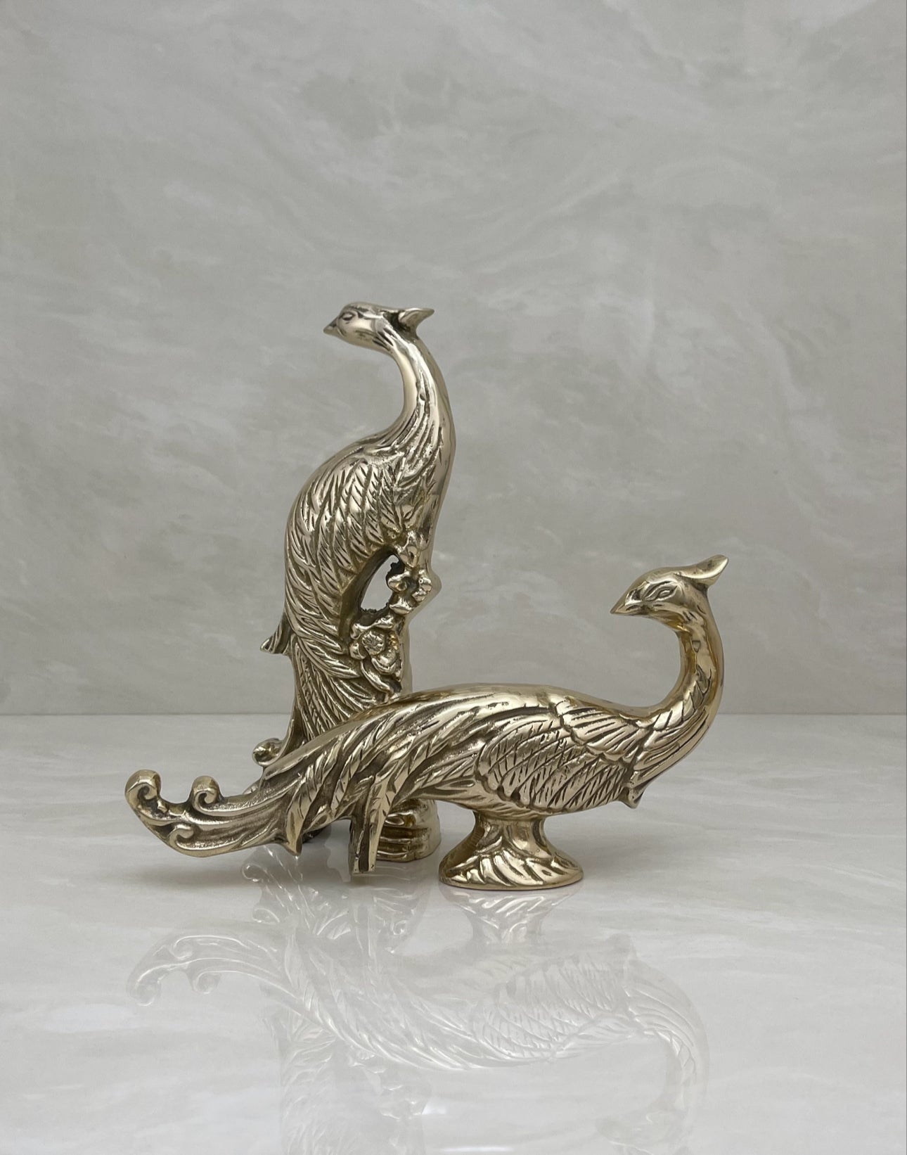 Vintage Brass Pheasant Pair – Elegant Mid-Century Bird Sculptures