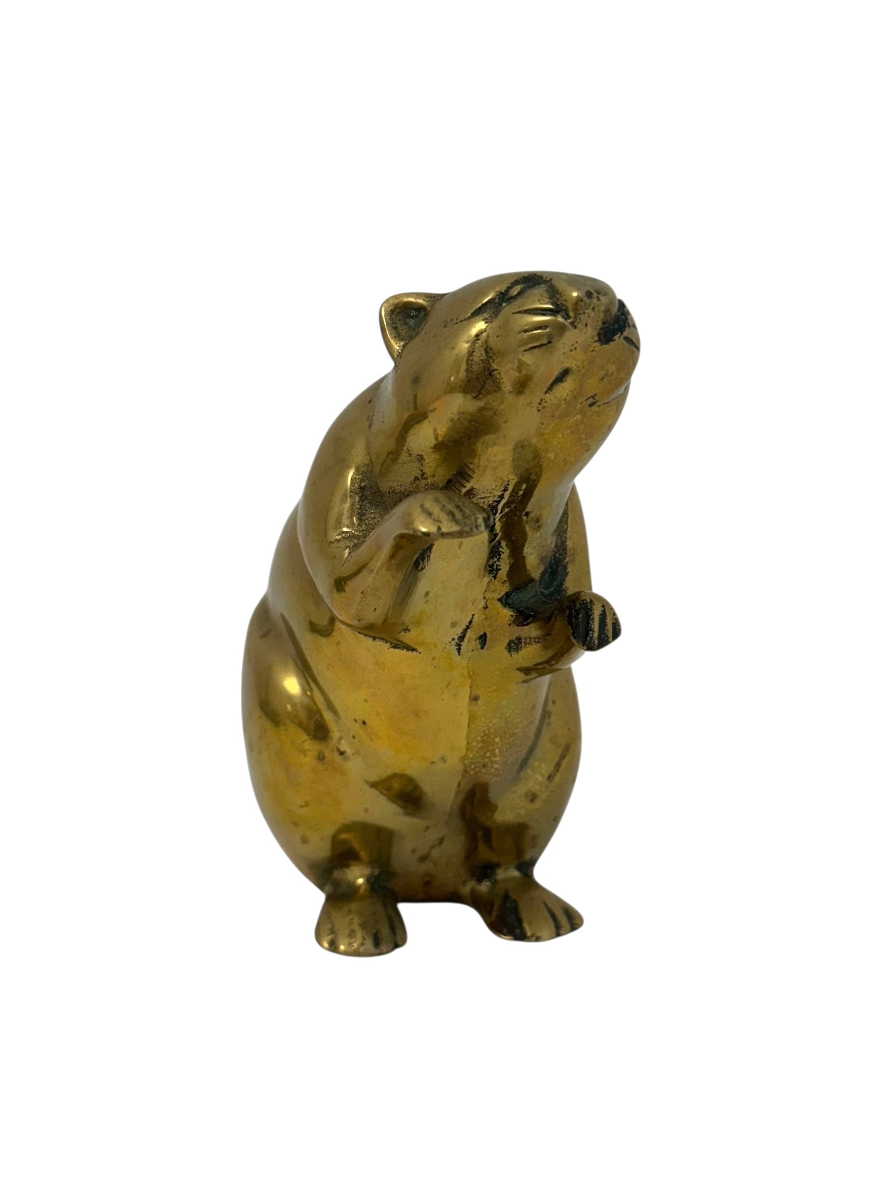 Vintage Brass Beaver Sculpture-10.5 Inches Long