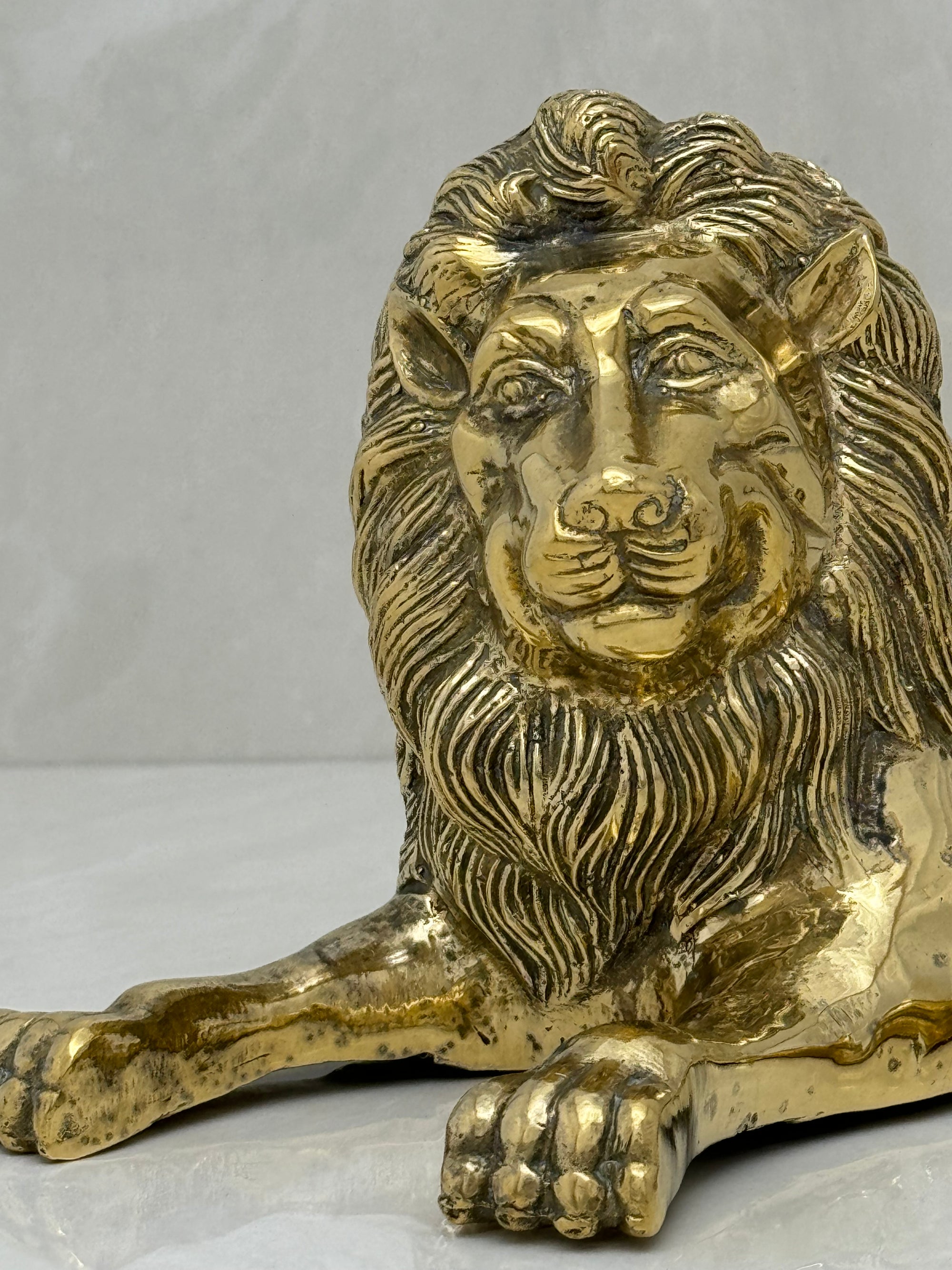 Highly Detailed Vintage Brass Lion