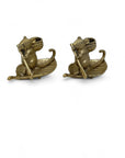 Whimsical Vintage Bronze Mouse Candleholders – Leaf Boats- A Pair