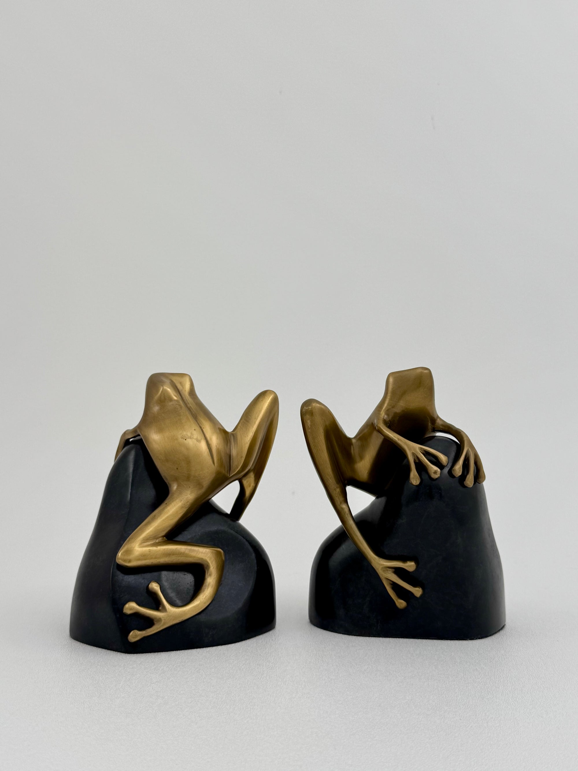 Vintage Bombay Frog on Rock Bookends-A Pair