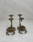 Naturally Aged Vintage Brass Scorpion Candelabras-A Pair