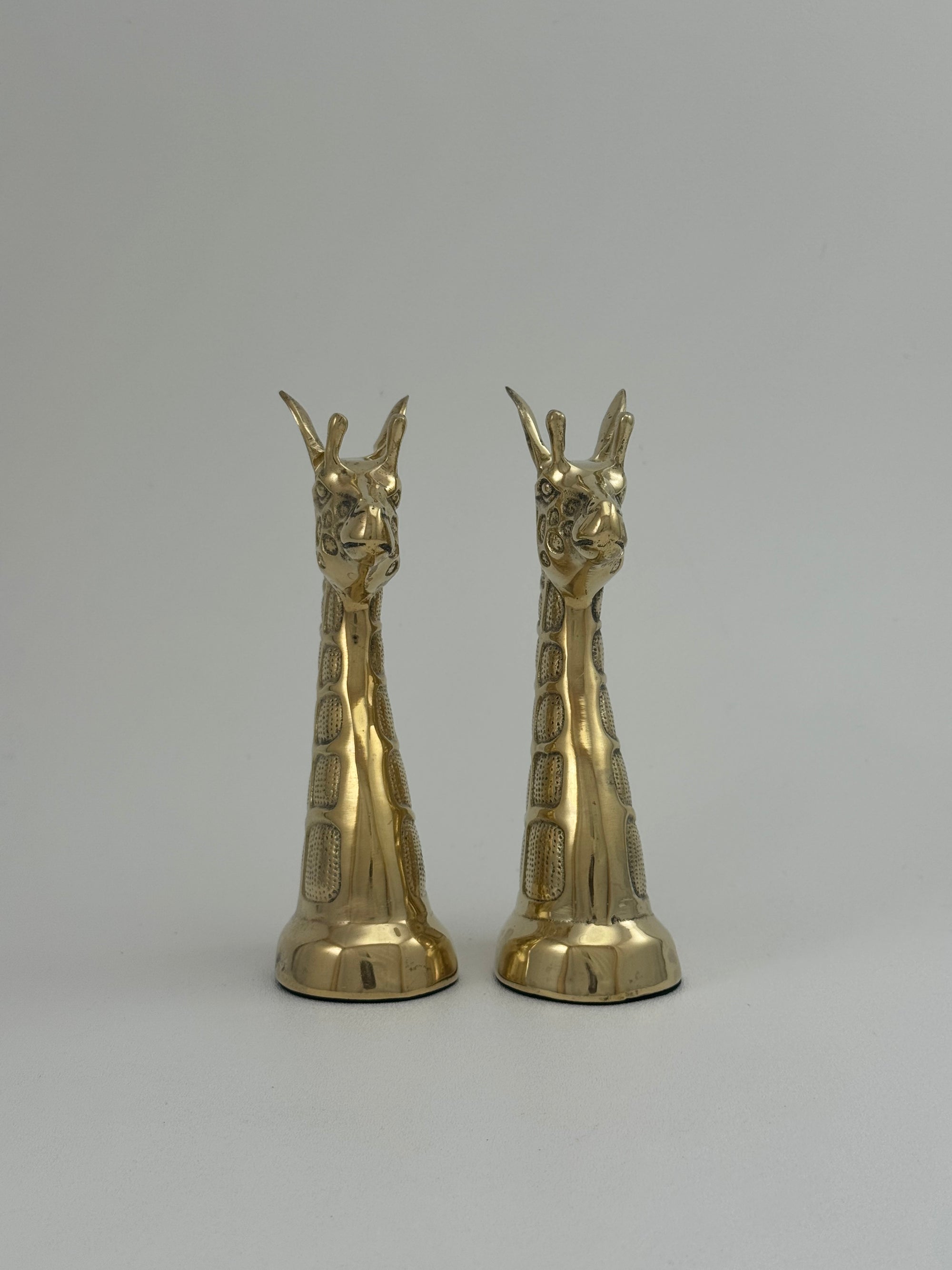 Vintage Brass Giraffe Pair – 7.25” Tall – Elegant Safari Sculptures