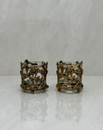 Vintage Brass Floral Candleholders-A Pair