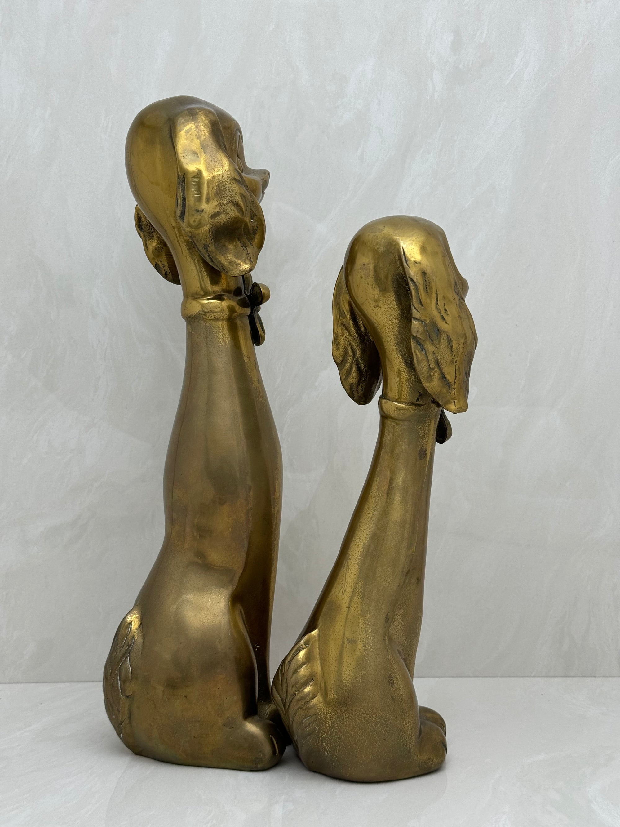 Large Vintage Brass Puppy Duo-A Pair