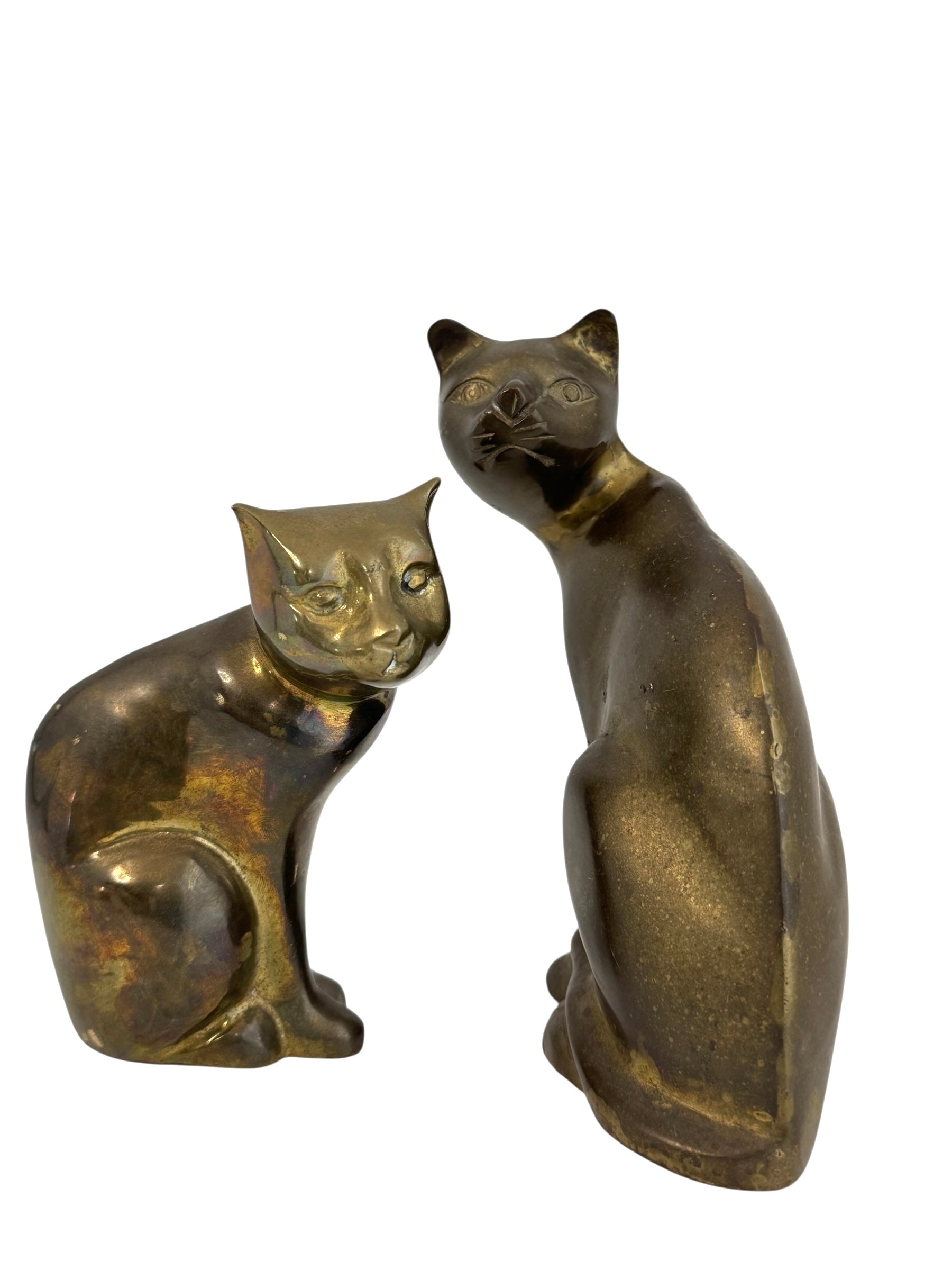 Vintage Brass Cat Pair