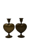 Vintage Brass Heart Candleholders – Romantic Taper Candle Holders, Pair