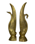 Pair Vintage Swan Bookends 15” | Brass Bird Sculptures, Hollywood Regency Decor