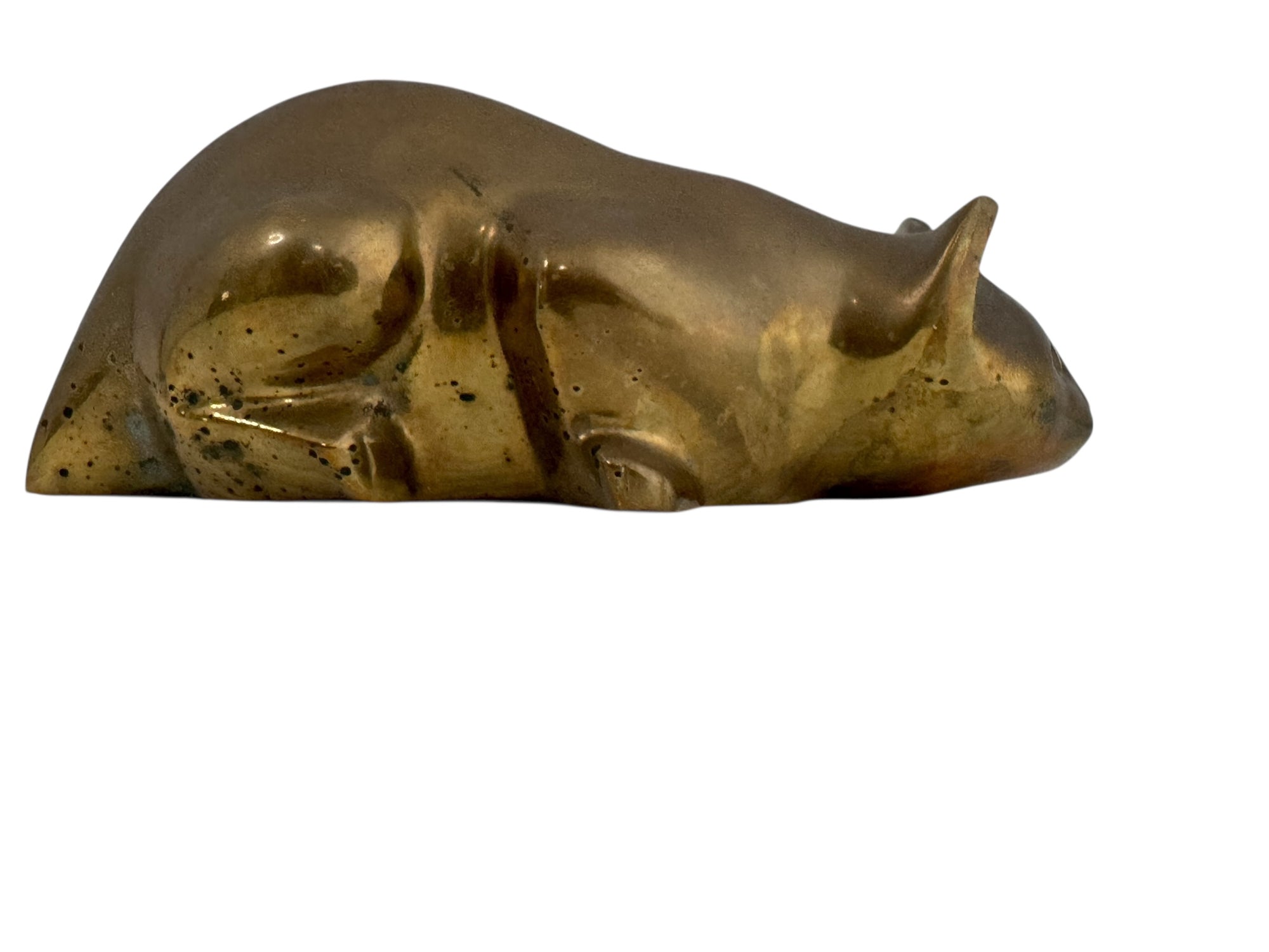 Vintage Brass Reclining Cat Figurine