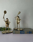 Vintage Brass Tennis Playing Frogs-A Pair