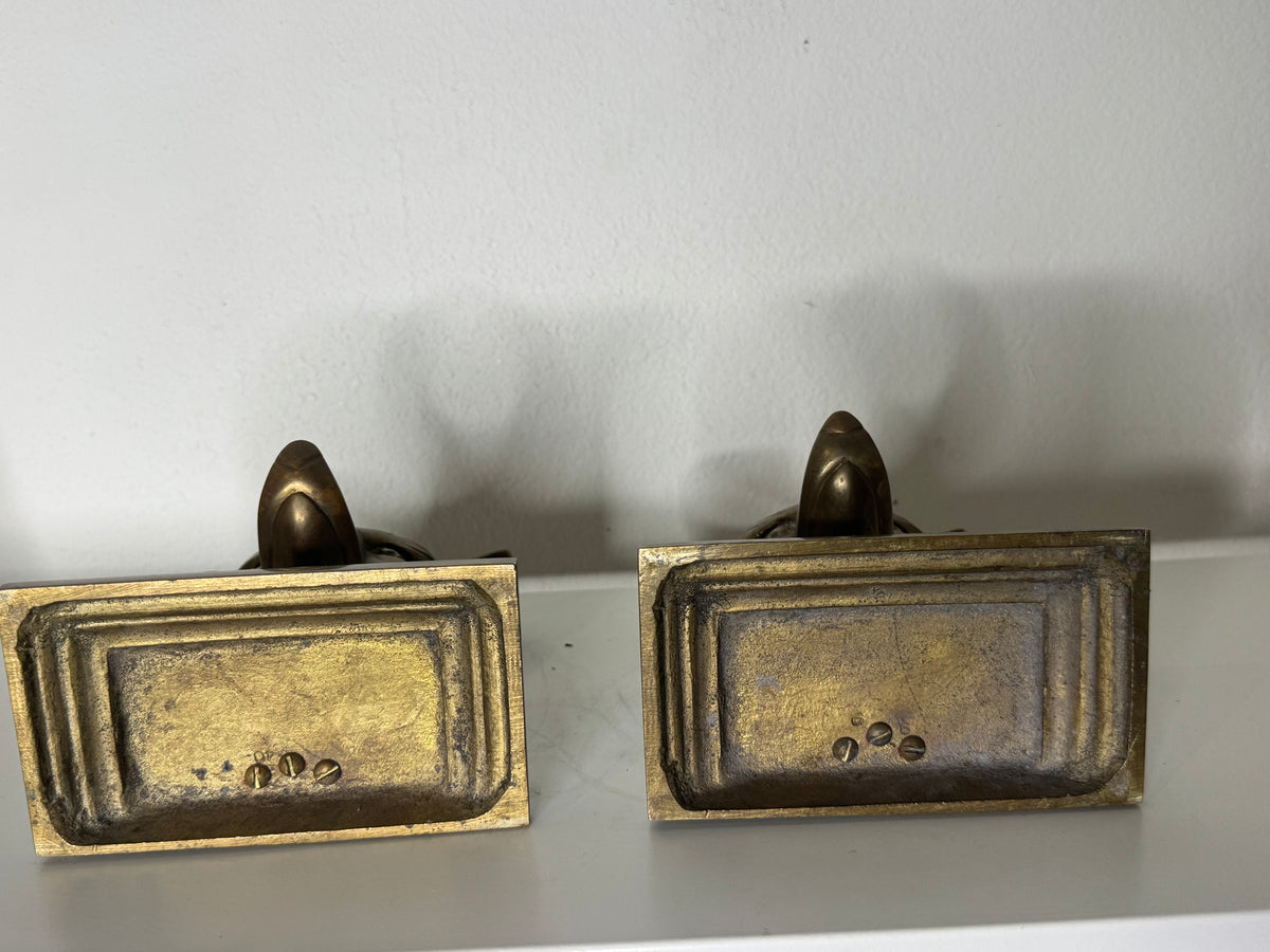 Vintage Brass Fox Head Bookends